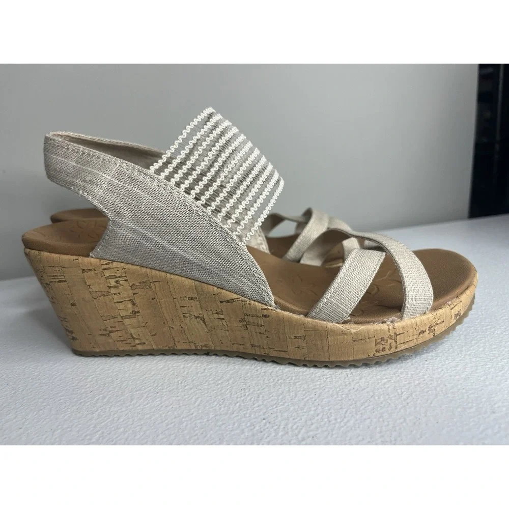 Skechers Beverlee High‎ Tea Wedge Sandals Women's Size US 9